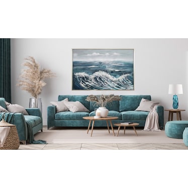 Sea Blue Glass Table Lamp 31"H