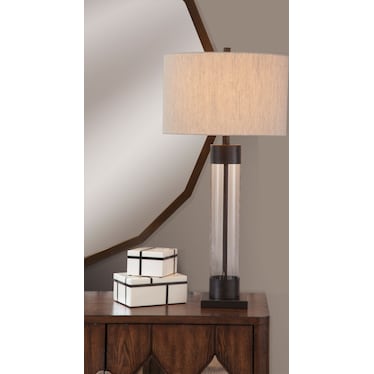 Glass and Bronze Table Lamp 33"H