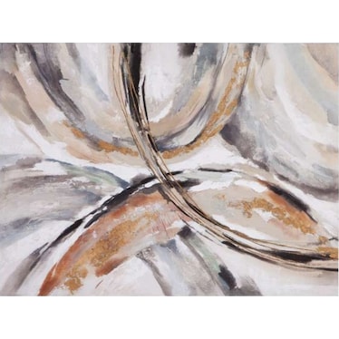 Gold, Taupe, and Charcoal Abstract Canvas 48"W x 36"H