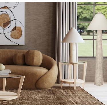 Cream Textured Cone Floor Lamp 63"H