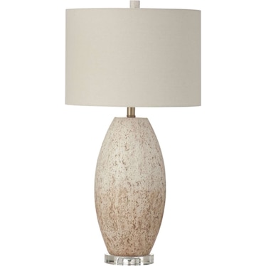 Cream and Tan Speckled Concrete Table Lamp 31"H