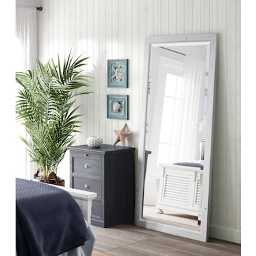 White and Silver Beveled Leaner Mirror 36"W x 78"H