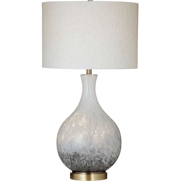 White Art Glass Table Lamp 34"H