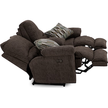 Leonardo Power Reclining Console Loveseat in Chocolate