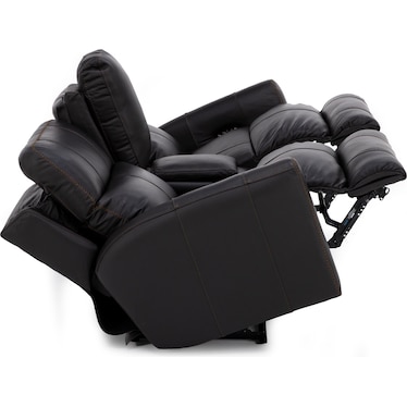 Freida Leather Power Headrest Zero Gravity Reclining Console Loveseat