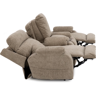 Rogan Dual Lift Fully Loaded Reclining Console Loveseat With Heat, Massage And Nanobionic Fabric in 