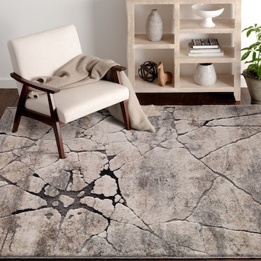 Rainier Tan/Grey Shatter Area Rug 5'W x 7'3"L