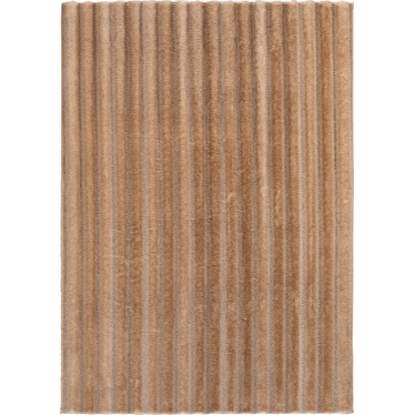 Talia Beige Faux Fur/Memory Foam Area Rug 7'6"W x 9'6"L