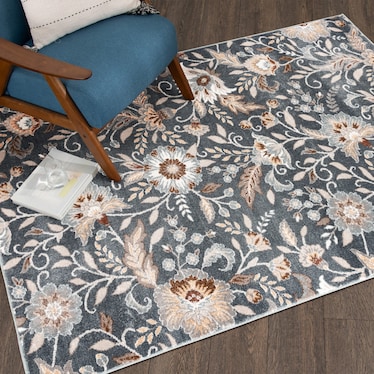 Landscape Charcoal/Floral Area Rug