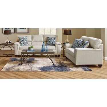 Tulsa Navy/Tan/Cream Area Rug