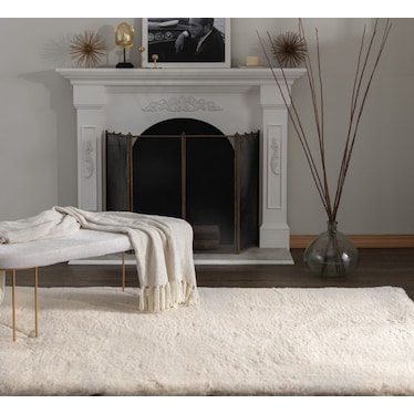 Ultimate Angora Ivory Faux Fur Area Rug
