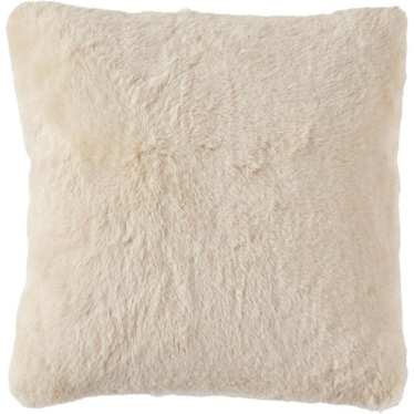 Cream Faux Rabbit Fur Poly Pillow 20"W x 20"H