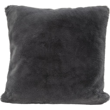 Charcoal Faux Rabbit Fur Pillow 20"W x20"H