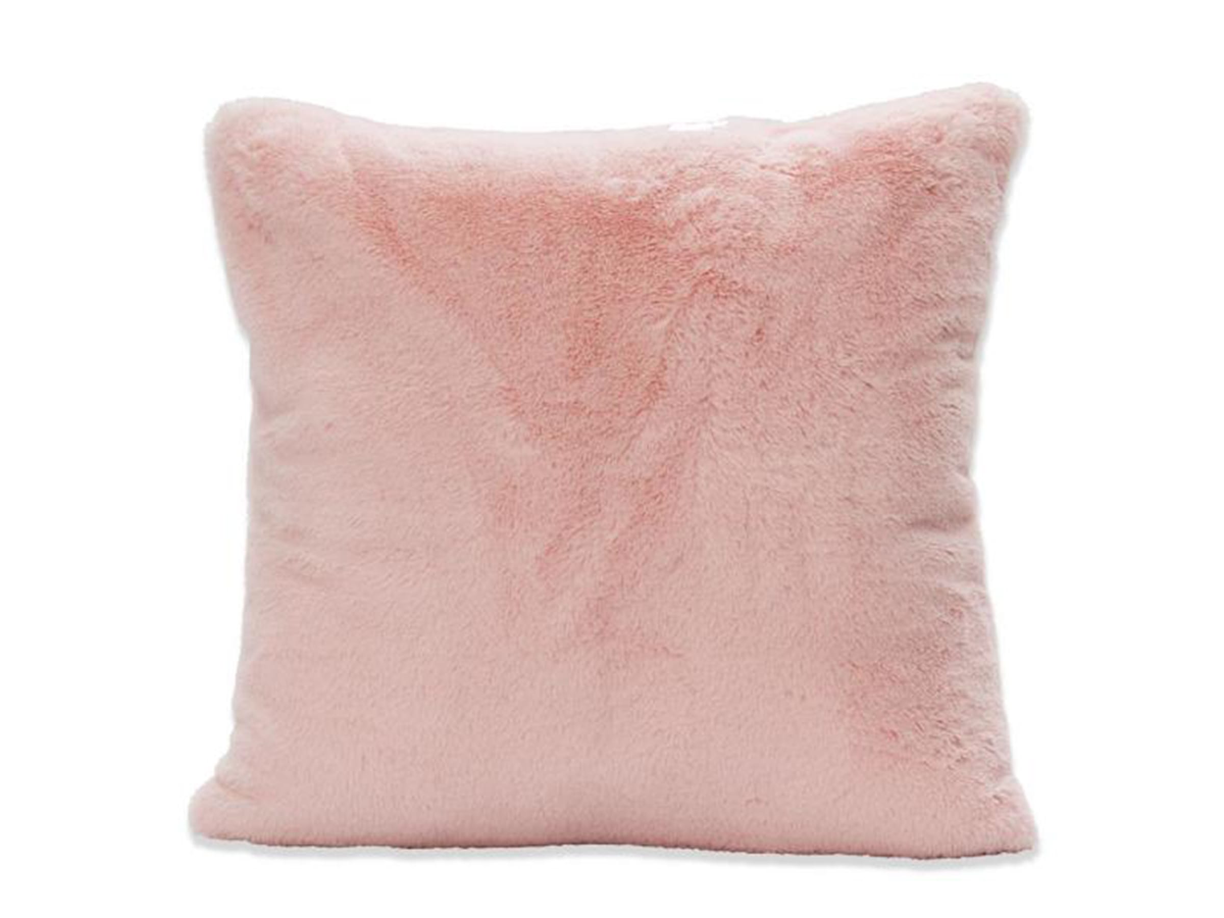 Blush Faux Rabbit Fur Pillow 20 W x 20 H Steinhafels