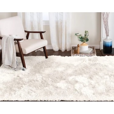 Sparkle Shag Snow Area Rug 5'W x 7'6"L