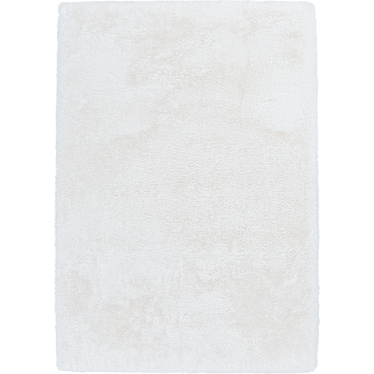 Belgian White Faux Fur/Memory Foam Area Rug 7'6"W x 9'6"L