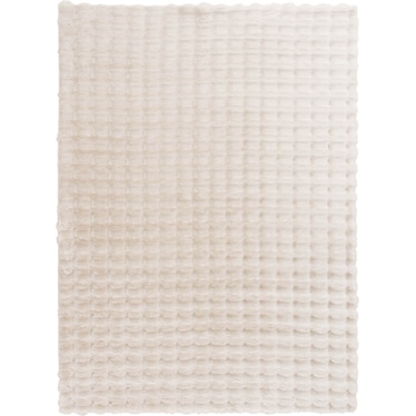 Bebel Ivory Faux Fur/Memory Foam Area Rug 7'6"W x 9'6"L