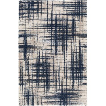 Tulsa Navy/Cream/Tan Hash Area Rug 5'W x 7'3"L