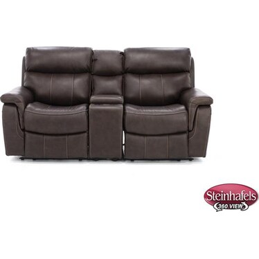 Shane Leather 3-Pc. Power Headrest Reclining Console Loveseat