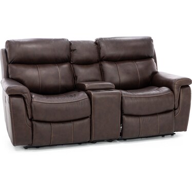 Shane Leather 3-Pc. Power Headrest Reclining Console Loveseat