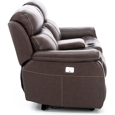 Shane Leather 3-Pc. Power Headrest Reclining Console Loveseat