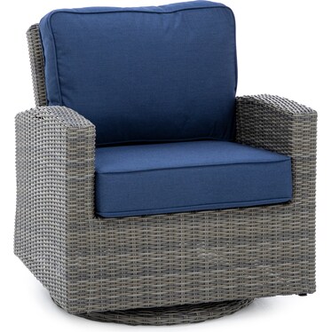 Bainbridge Swivel Glider Club Chair in Willow Thick with Spectrum Indigo Cushion