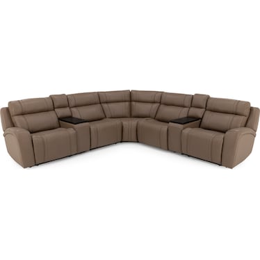 Maverick 7-Pc Leather Fully Loaded Reclining Modular With Drop Down Table And Massage