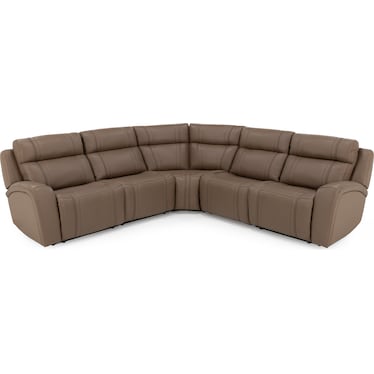 Maverick 5-Pc Leather Fully Loaded Reclining Modular With Drop Down Table And Massage