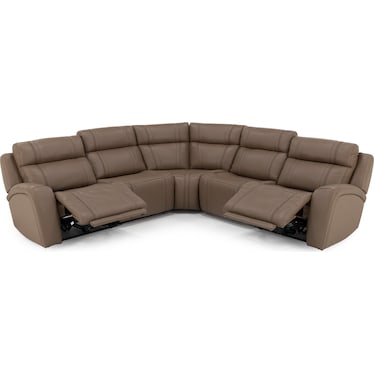Maverick 5-Pc Leather Fully Loaded Reclining Modular With Drop Down Table And Massage