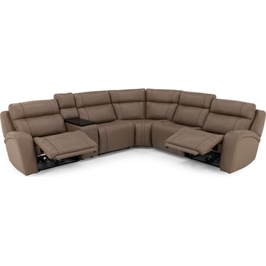 Maverick 6-Pc Leather Fully Loaded Reclining Modular With Drop Down Table And Massage