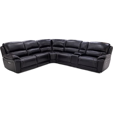 Laredo IV 6-Pc. Leather Power Headrest Reclining Modular in Blackberry