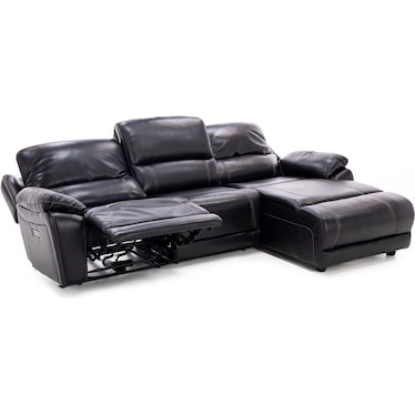 Laredo IV 3-Pc. Leather Power Headrest Reclining Chaise Sofa in Blackberry