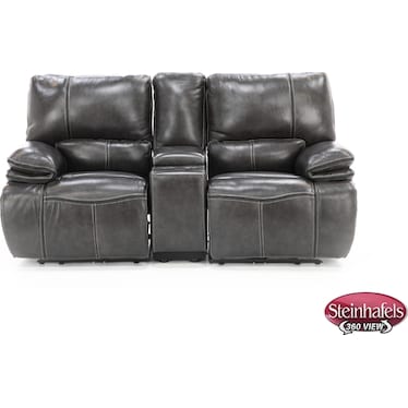 Sherman 3-Pc. Leather Power Headrest Console Loveseat in Charcoal