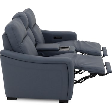 Kaden 3-Pc. Leather Power Headrest Reclining Console Loveseat
