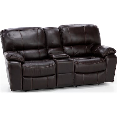 Kameron Leather Reclining Console Loveseat