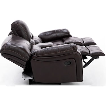 Kameron Leather Reclining Console Loveseat