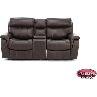 Shane Leather 3-Pc. Power Headrest Reclining Console Loveseat