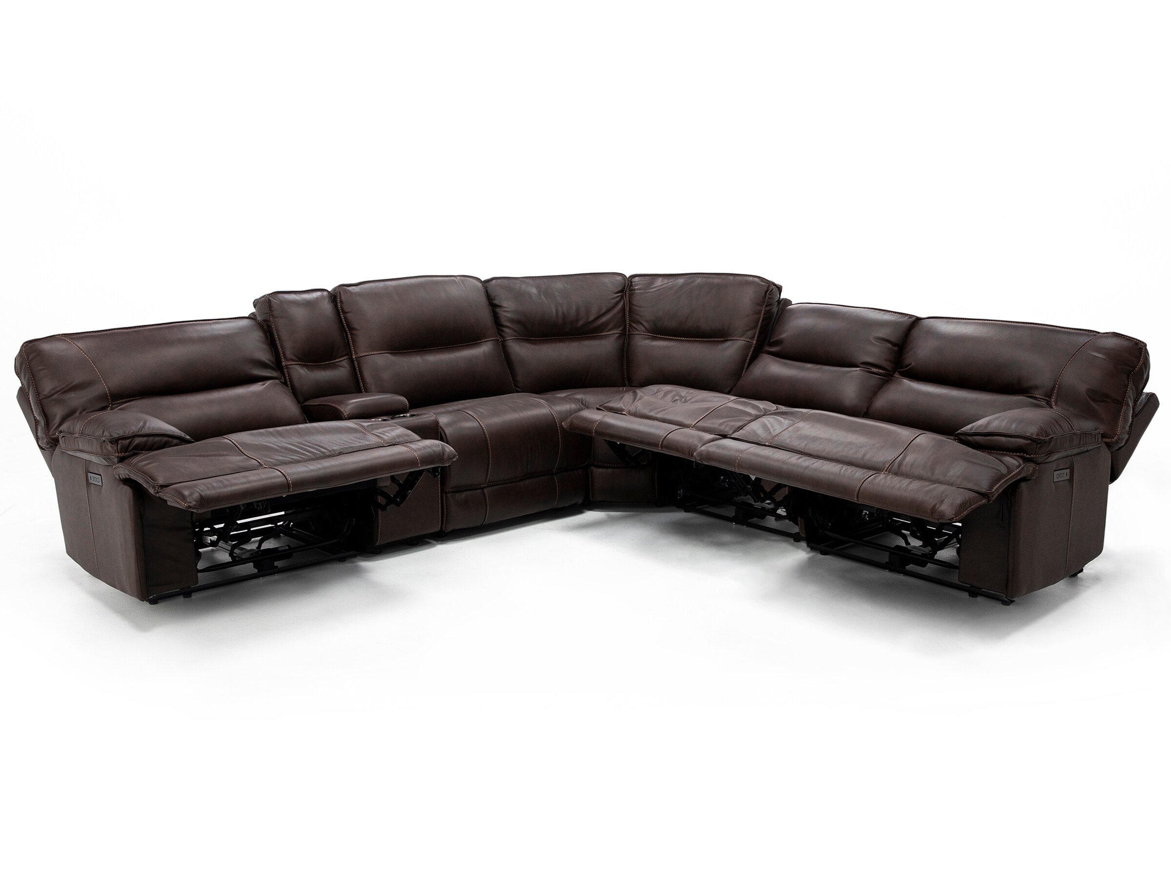 【THE MOZZ】Shea Reversible Mustang Mustang 6-Pc. Leather Power Headrest Reclining Modular