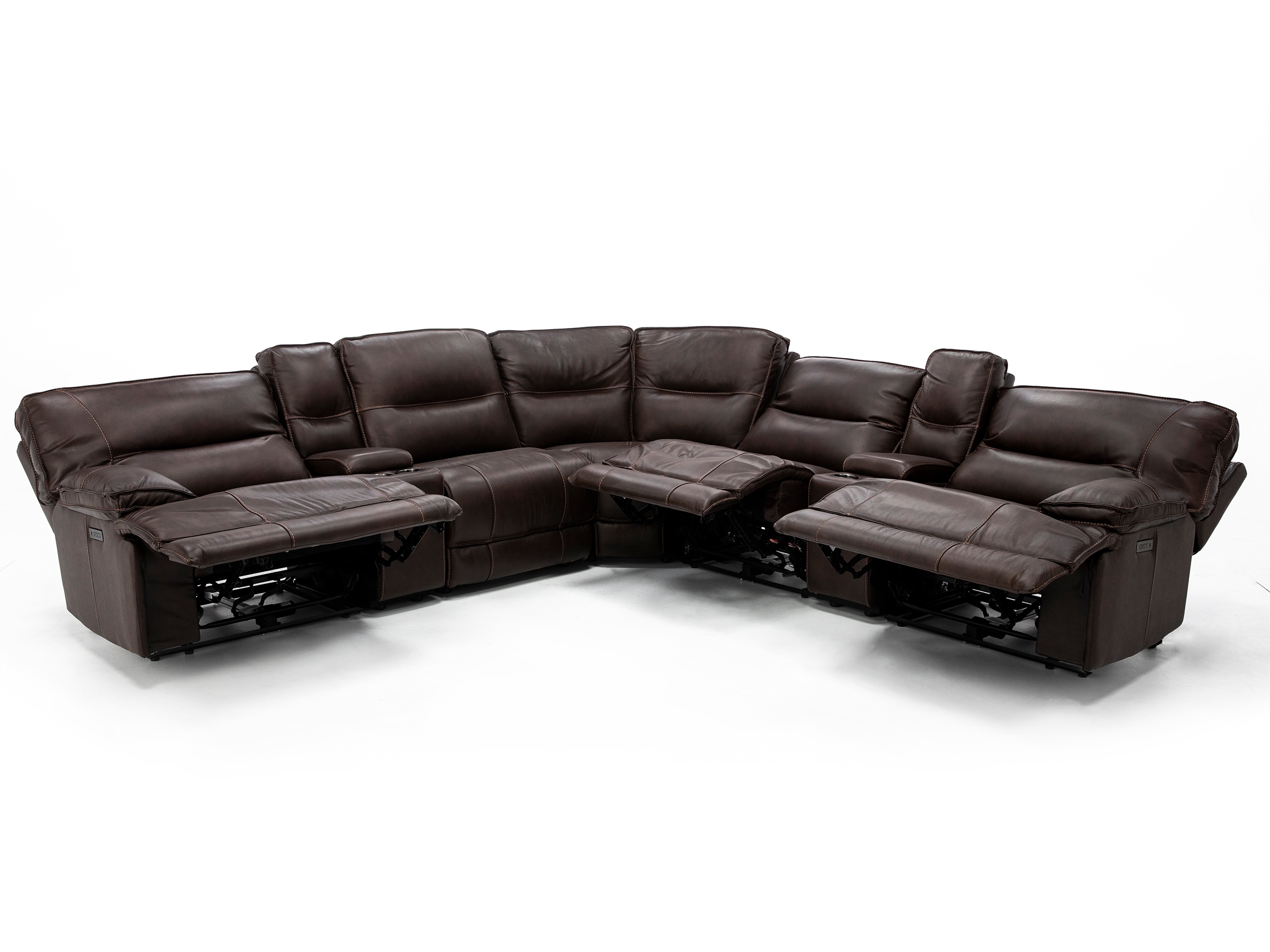 Mustang 7-Pc. Leather Power Headrest Reclining Modular | Steinhafels
