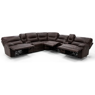 Mustang 7-Pc. Leather Power Headrest Reclining Modular