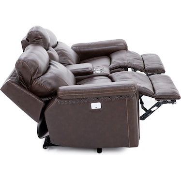 Sadie 3-Pc. Leather Wall Saver Power Headrest Reclining Console Loveseat