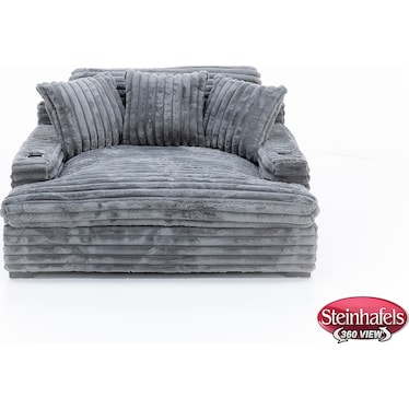 Cuddle Up Oversized Chaise With Cupholders in Pewter
