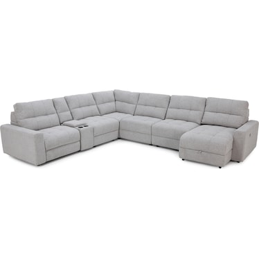 Duncan 7-Pc. Power Reclining Modular With Two Power Armless Sliding Chairs