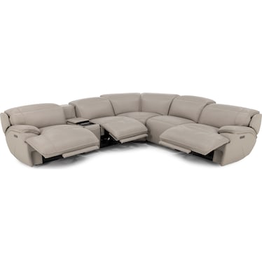 Carrie 6-Pc. Leather Zero Gravity Power Headrest Reclining Modular With Refrigerator Console