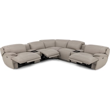 Carrie 7-Pc. Leather Zero Gravity Power Headrest Reclining Modular With Refrigerator Console