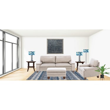 Blue Tiffany-Style Floor Lamp 64"H