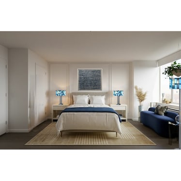 Blue Tiffany-Style Floor Lamp 64"H