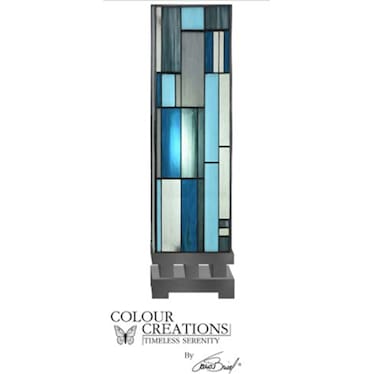 Blue Tiffany-Style Luminary Lamp 5.75"W x 21"H