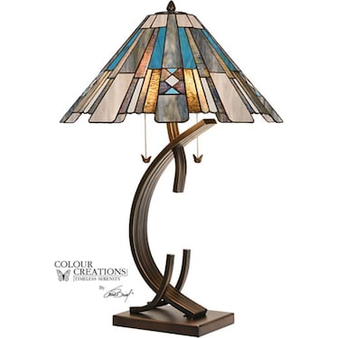 Tahitia Teal and Grey Tiffany-Style Glass Table Lamp 30"H