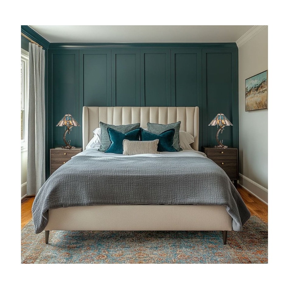 colr blue table lamp   